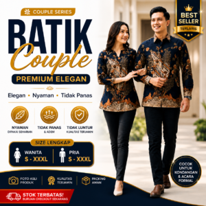 Batik Couple Premium Kondangan Jivana Warna Dasar Hitam | Set Batik Pasangan Elegan Premium | Baju Pasangan Kondangan Pria Wanita