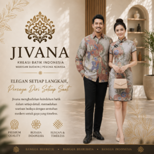 Batik Couple Premium Jivana - Kemeja Pria & Cheongsam Dress Motif Phoenix Floral - Seragam Kondangan Mewah