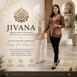 Baju Batik Wanita Modern Slimfit Puspita Lembayung Atasan Batik Kantor Elegam Motif Sogan Bungan Keerah Sanghai