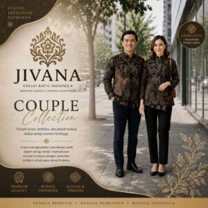 Batik Jivana. Batik Couple Seragaman Hitam Bahan Katun, Slimfit  Lapis Furing Nyaman, Adem Mewah Elegan